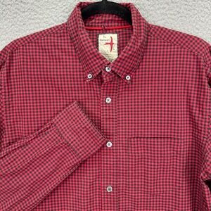 Relwen Shirt Mens L Red Black Gingham Check Button Up Outdoor Rugged Huckberry